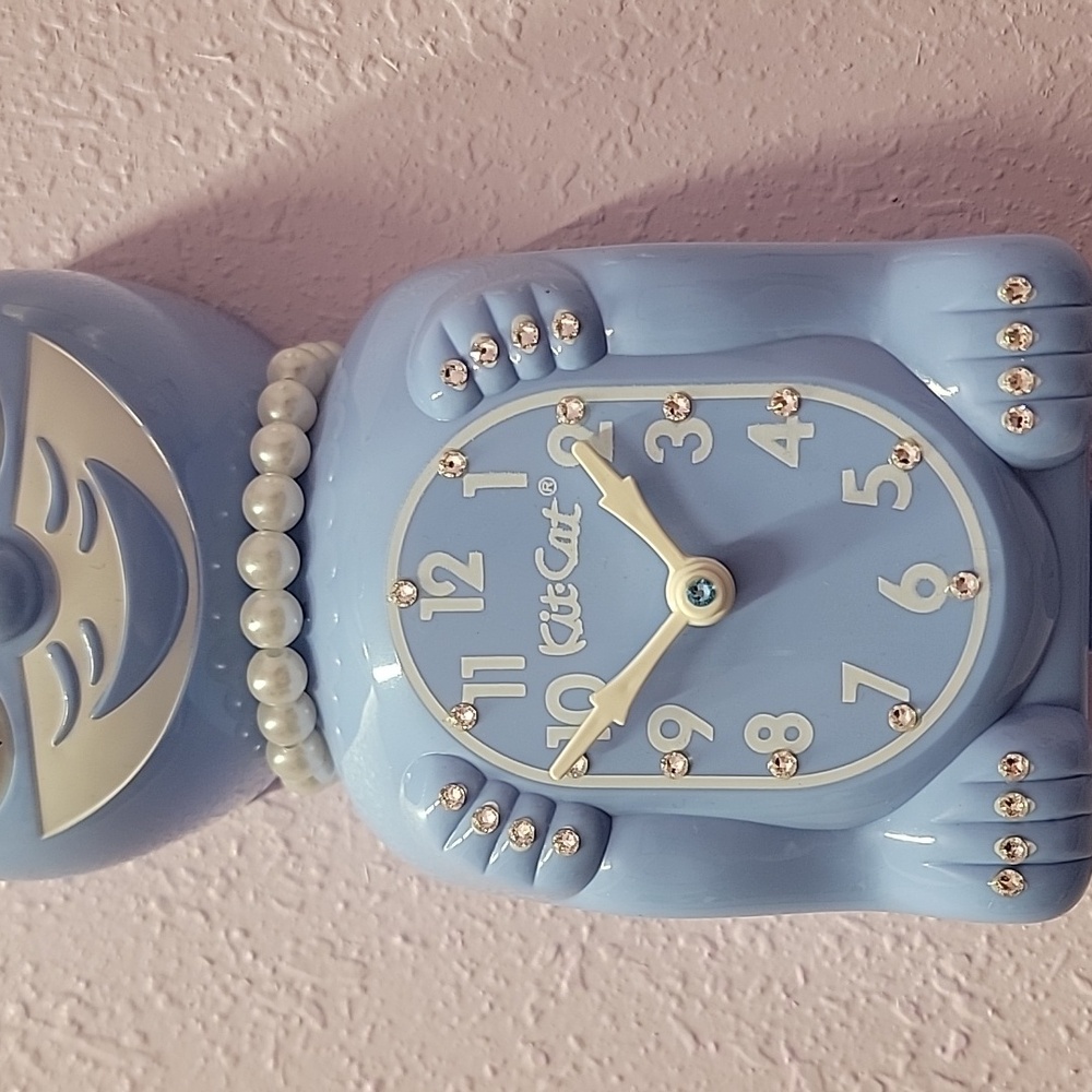 Jeweled Serenity Blue Lady Kit-Cat Klock clock SUPER RARE - Picture 3 of 7